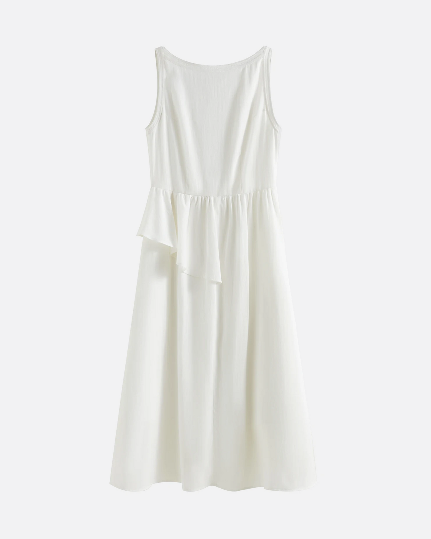 Vestido de lino asimétrico blanco con diseño ligero y elegante para ocasiones especiales