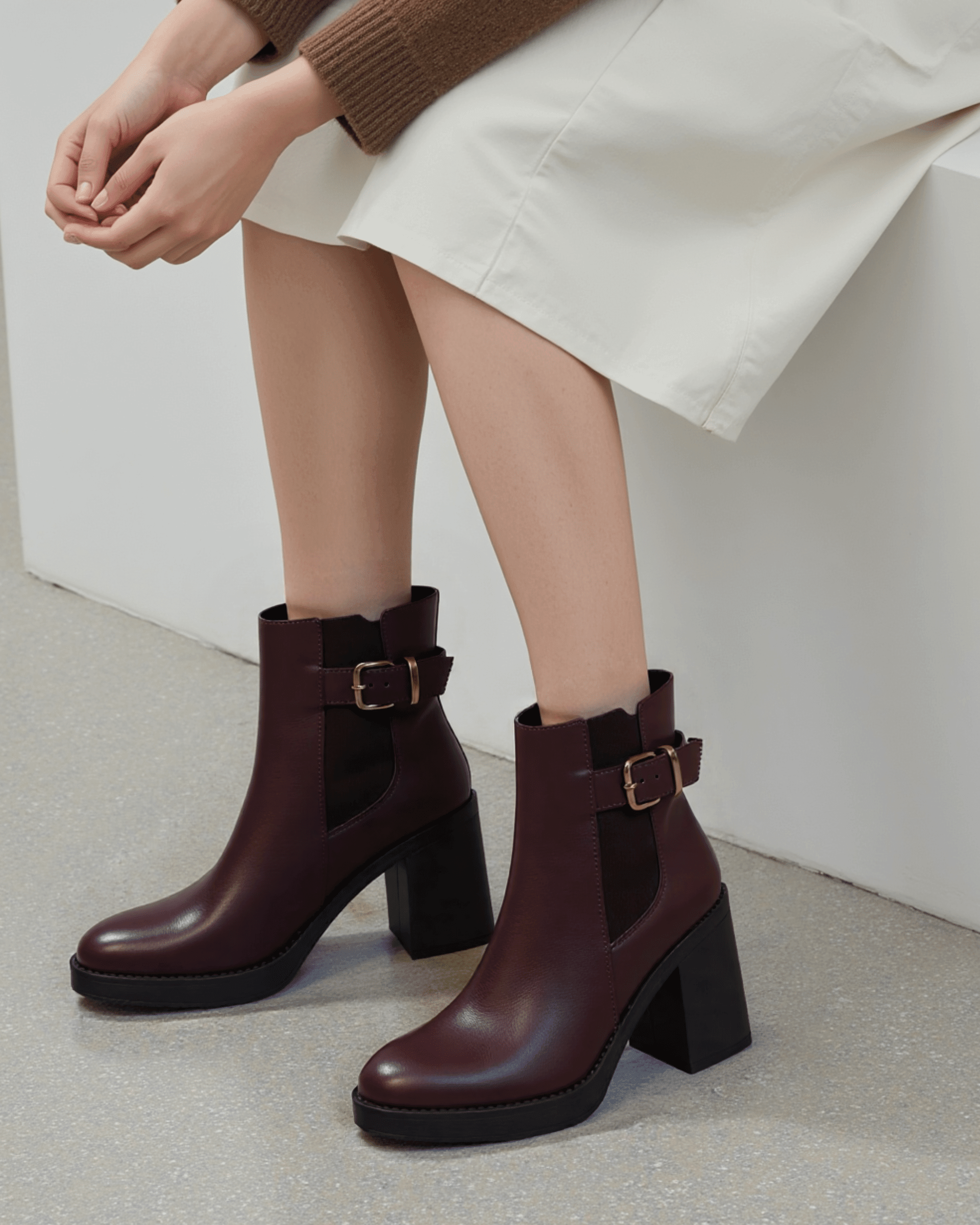 Botas de Tacón Ancho Mujer Grevano con Hebilla – Ropa de Oficina para Mujer | Grevano