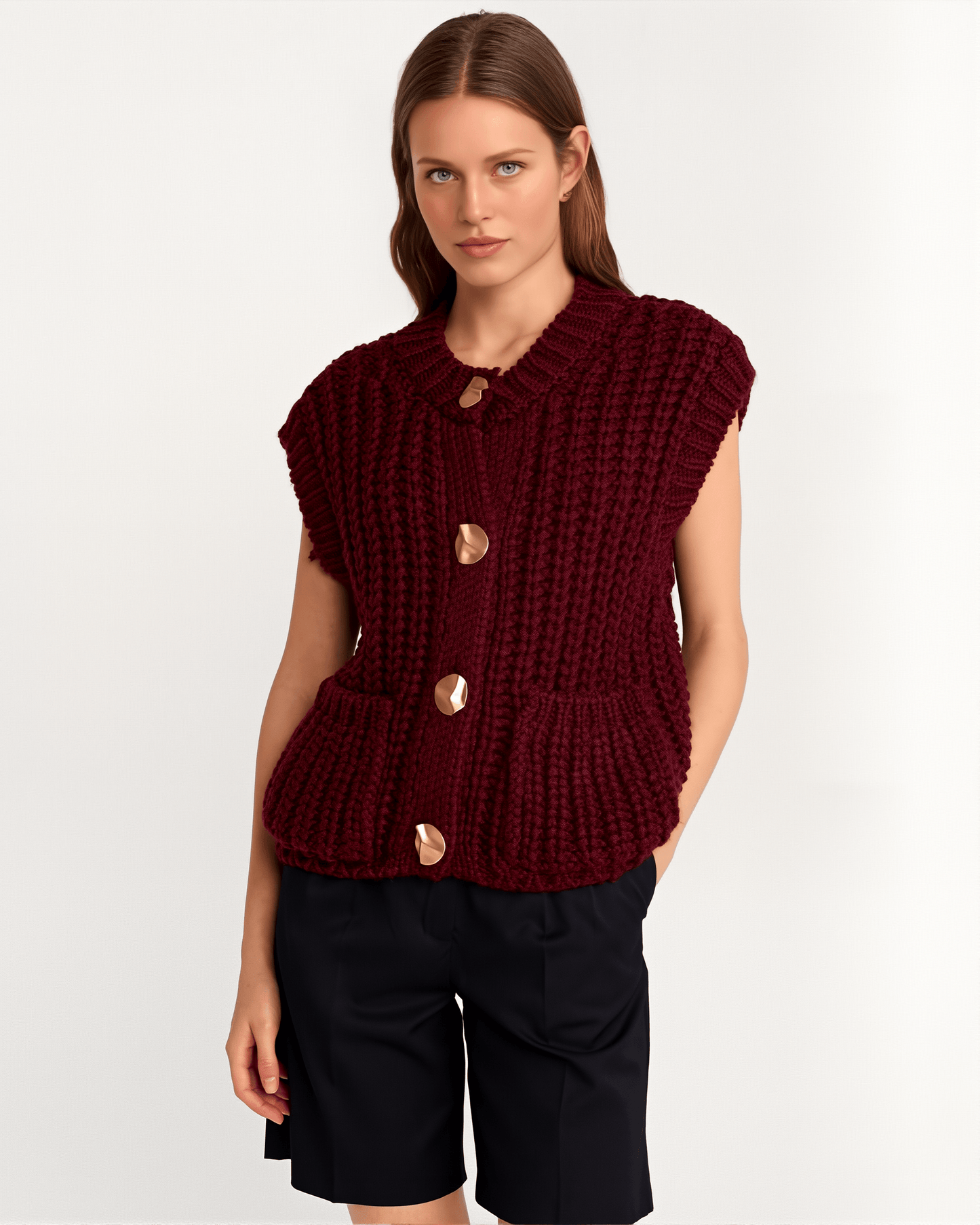 Chaleco Vintage Mujer de Grevano con Botones Dorados – Ropa de Oficina para Mujer | Grevano