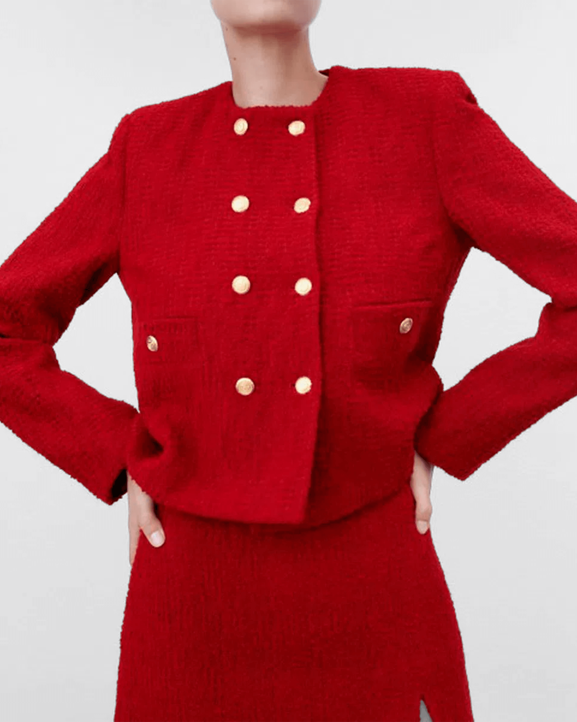 Conjunto de Tweed Rojo para Oficina – Ropa de Oficina para Mujer | Grevano