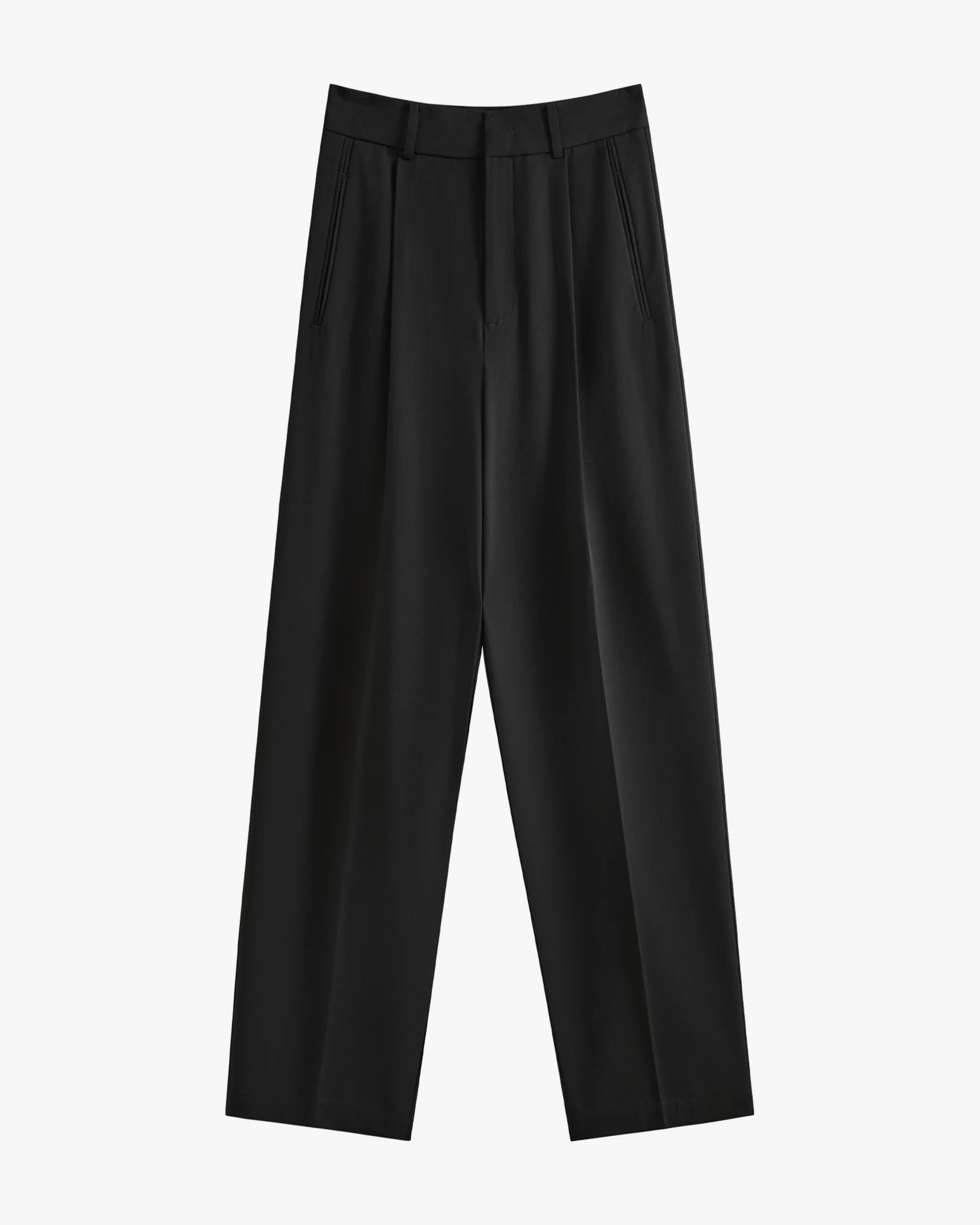 Pantalones traje grises mujer de Grevano con corte recto y detalle de pinzas en la parte delantera