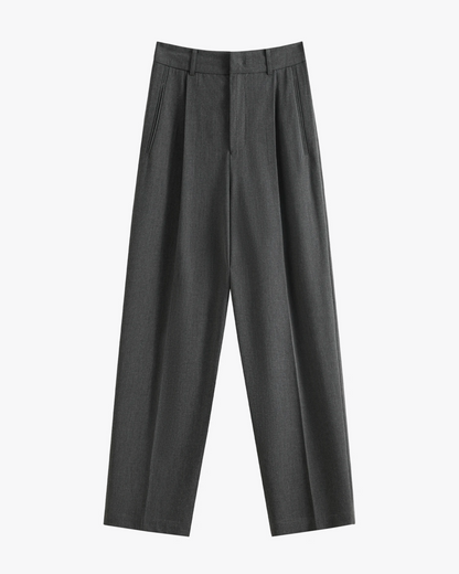 Pantalones traje grises mujer de Grevano con corte amplio y tela de alta calidad