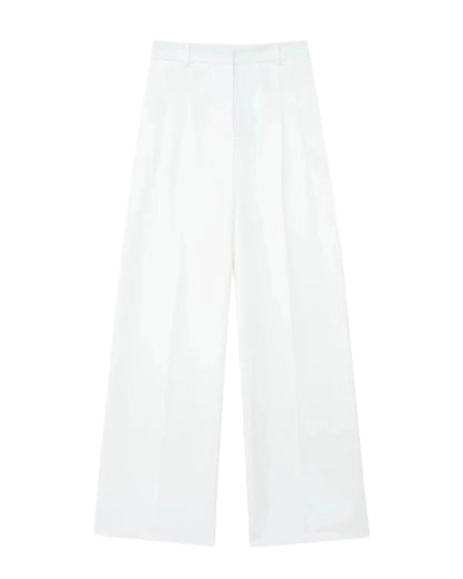 Pantalones anchos de Grevano en blanco, ideales para un traje blanco mujer oficina elegante